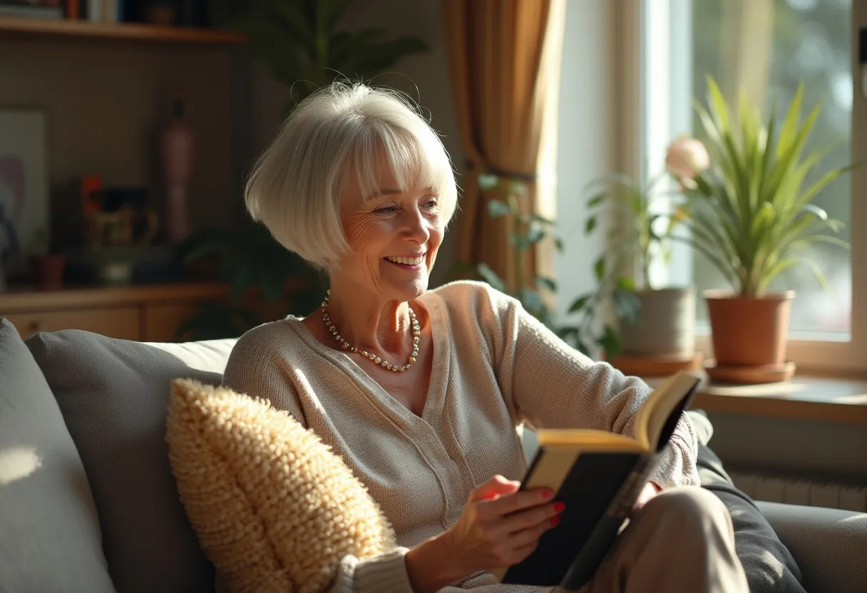 femme 60 ans coupe de cheveux frange