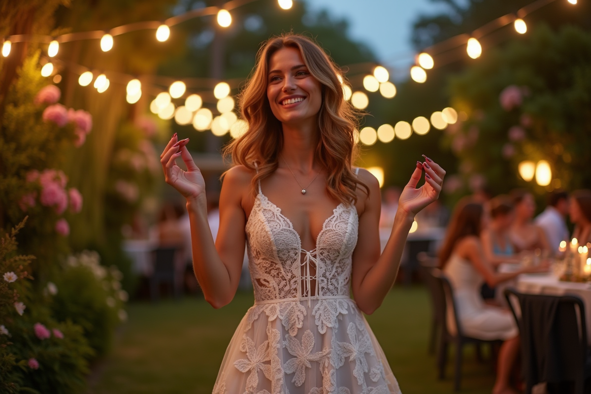 robe longue en dentelle blanche : sublimer vos soirées estivales - femme élégante